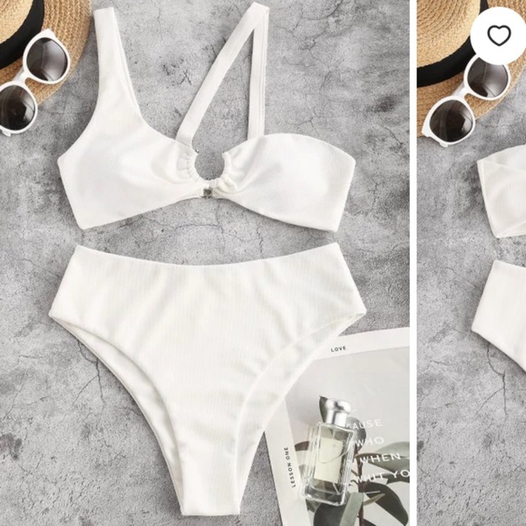 Other - New White Two Piece High Waist Bikini Set